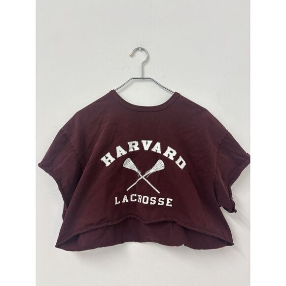 Womans champion Harvard Lacrosse t shirt  cropped burgundy size XL - Picture 1 of 6